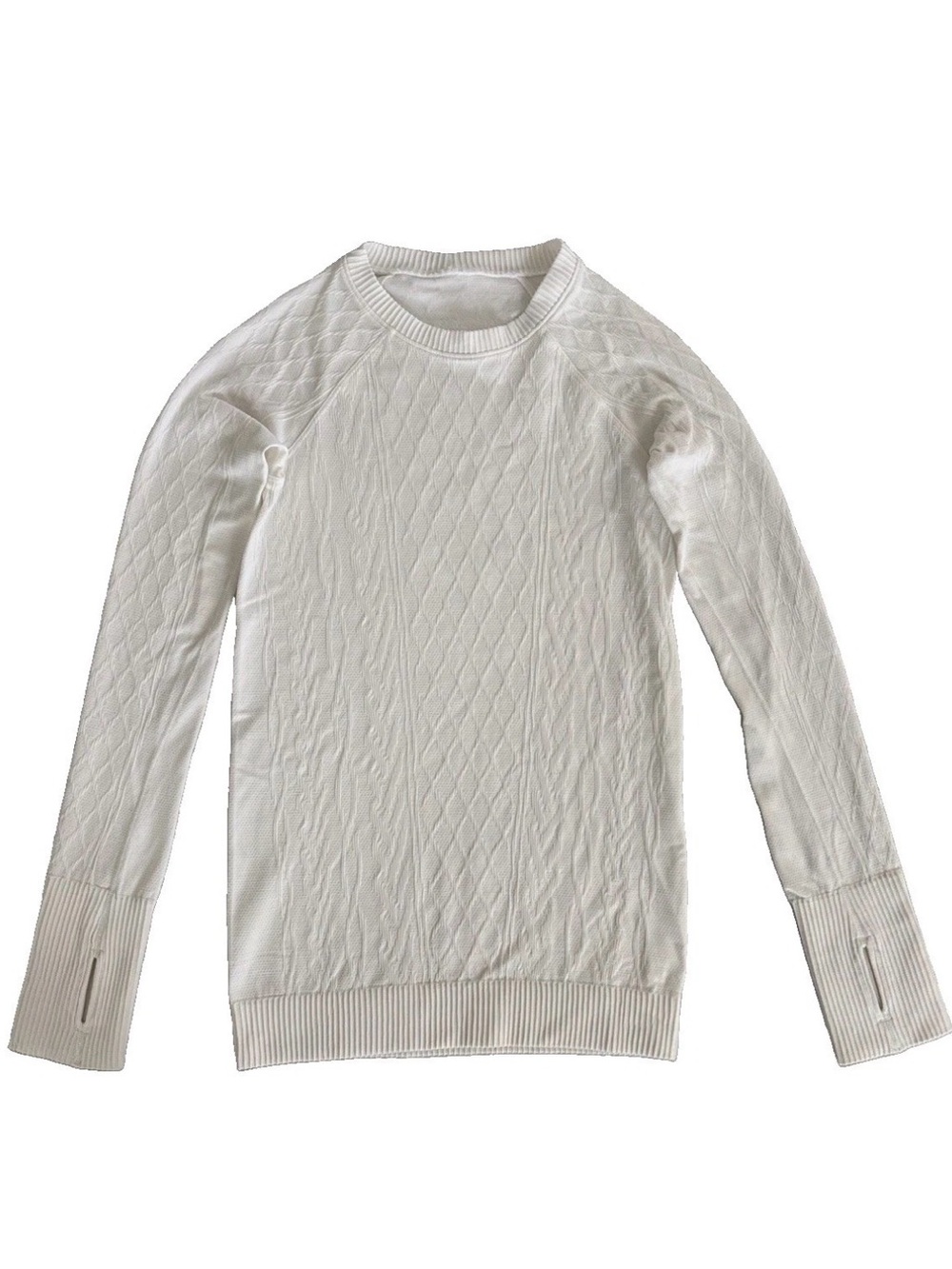Lululemon Women’s Rest Less Pullover White Textured Long Sleeve Size 4 Thumbhole
